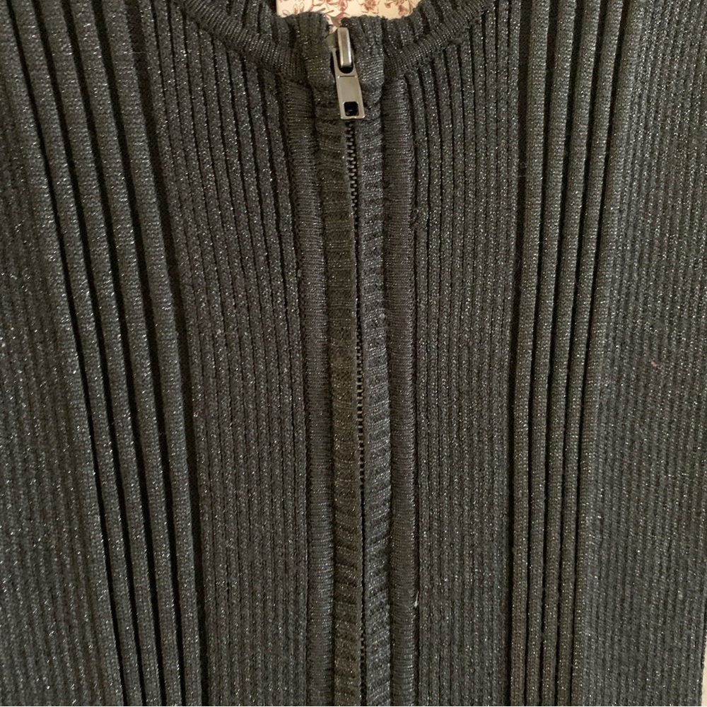 Pink Rose Full Zip Sparkle Ribbed V-Neck Sweater Dress in Black | NWT | Medium - Picture 2 of 5